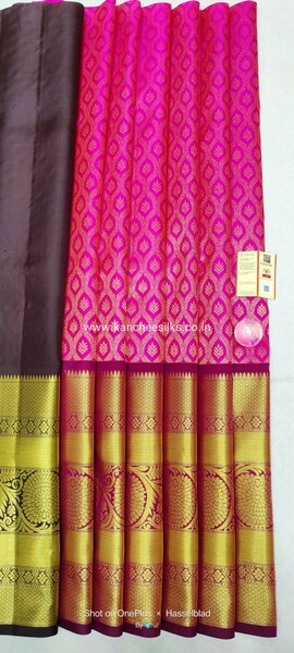 pure kanchipattu free size pink  lehenga with brown  blouse