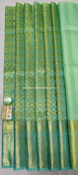 pure kanchipattu free size green lehenga with green  blouse
